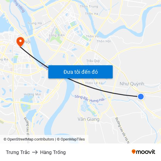 Trưng Trắc to Hàng Trống map