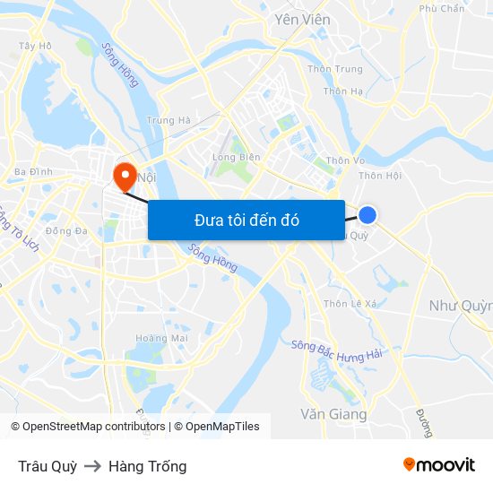 Trâu Quỳ to Hàng Trống map