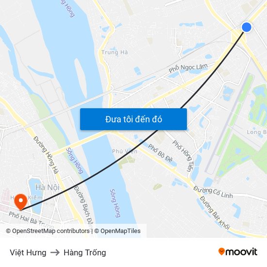 Việt Hưng to Hàng Trống map