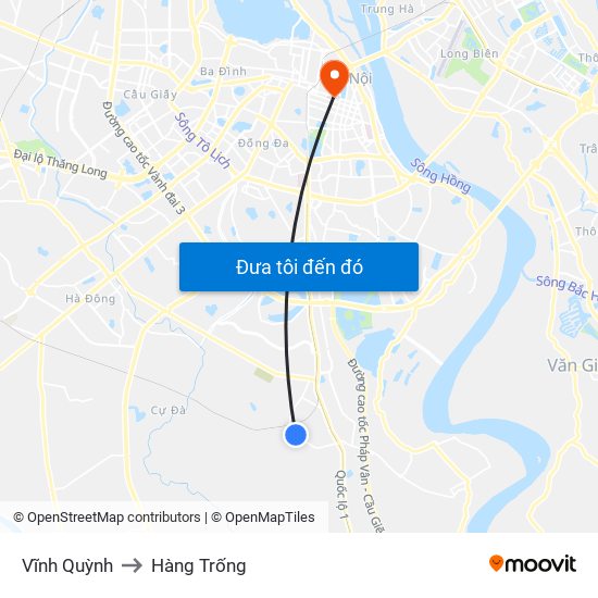 Vĩnh Quỳnh to Hàng Trống map