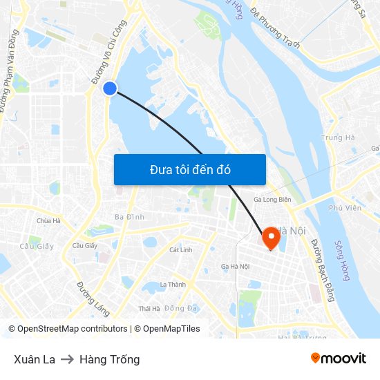 Xuân La to Hàng Trống map
