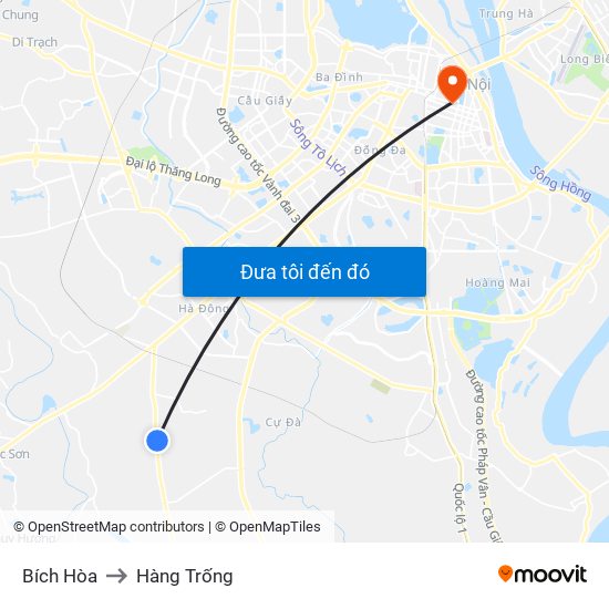 Bích Hòa to Hàng Trống map