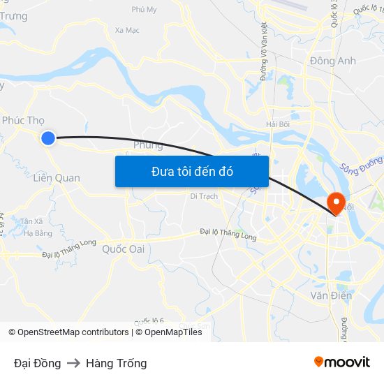 Đại Đồng to Hàng Trống map