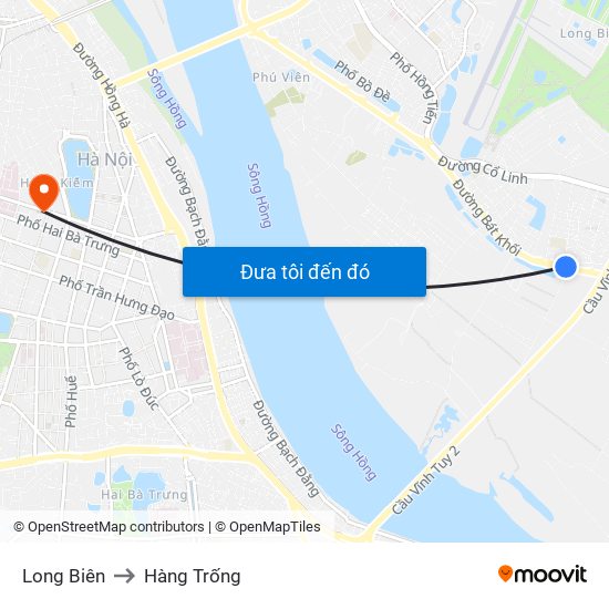 Long Biên to Hàng Trống map