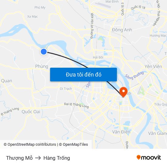 Thượng Mỗ to Hàng Trống map