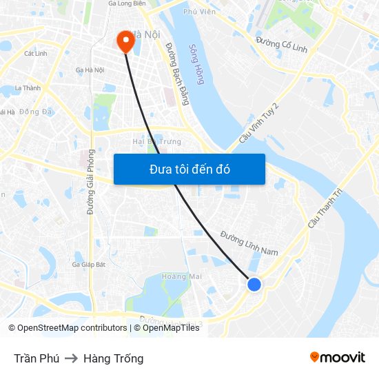 Trần Phú to Hàng Trống map