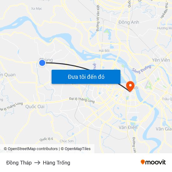 Đồng Tháp to Hàng Trống map