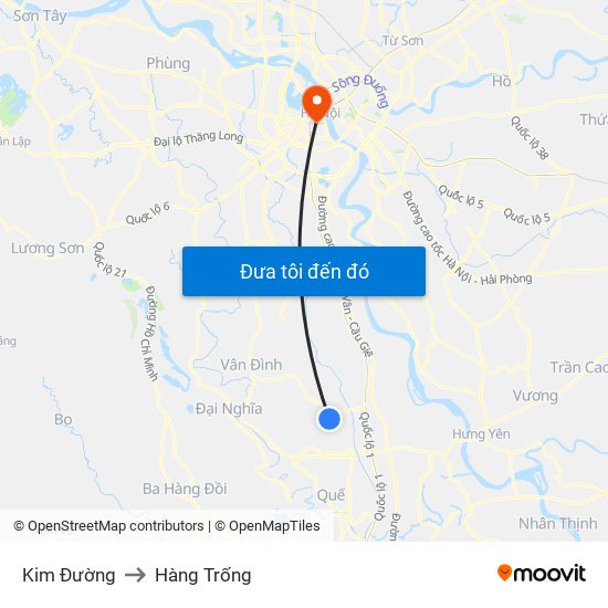 Kim Đường to Hàng Trống map