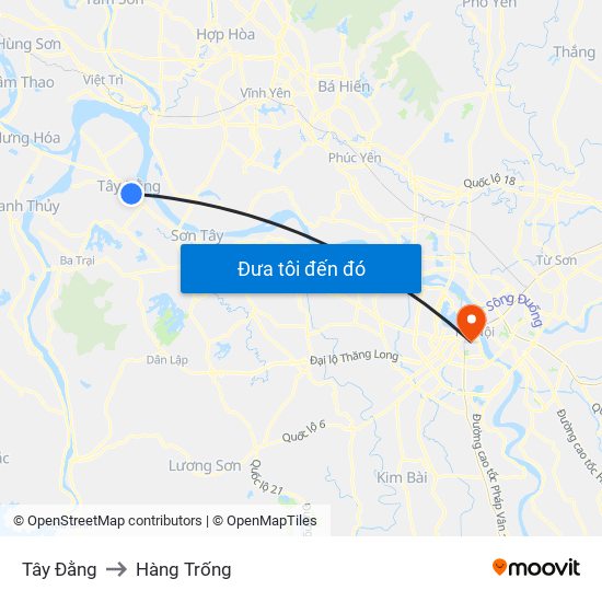 Tây Đằng to Hàng Trống map