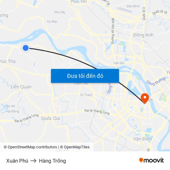 Xuân Phú to Hàng Trống map