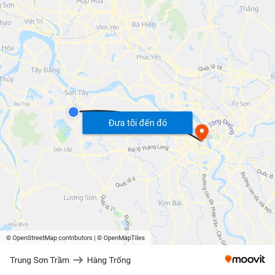 Trung Sơn Trầm to Hàng Trống map