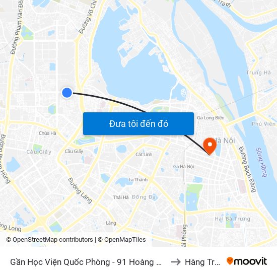 Gần Học Viện Quốc Phòng - 91 Hoàng Quốc Việt to Hàng Trống map