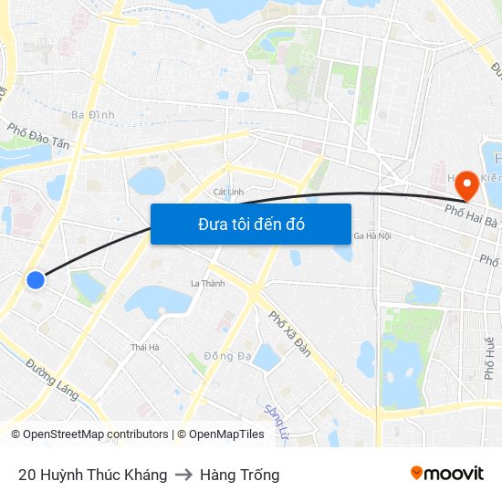 20 Huỳnh Thúc Kháng to Hàng Trống map