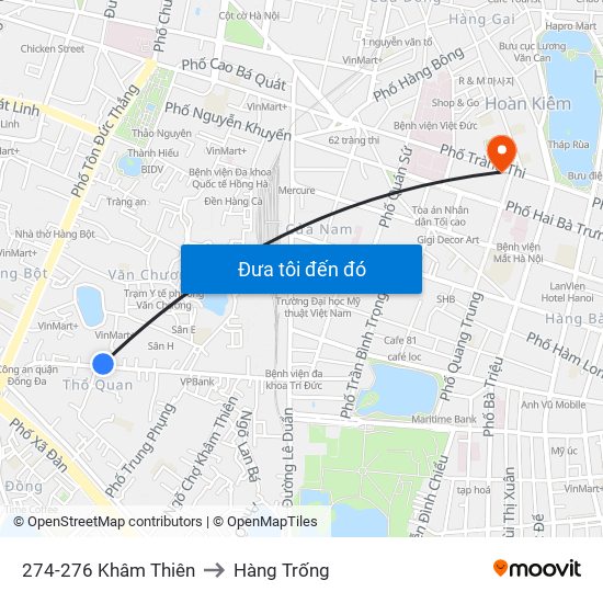 274-276 Khâm Thiên to Hàng Trống map