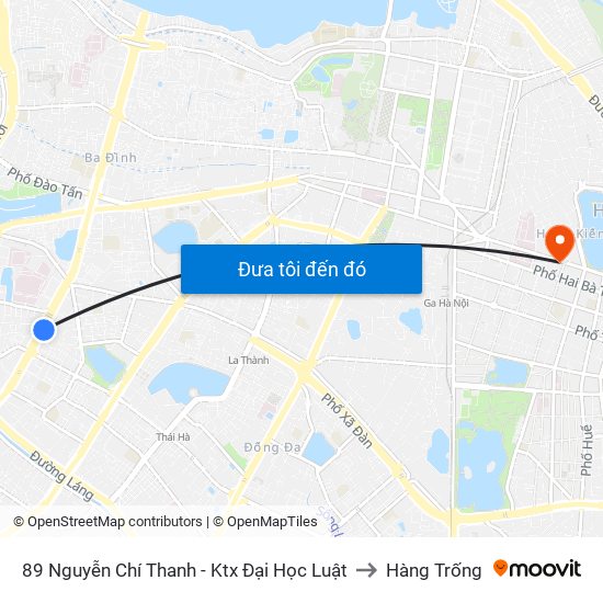 89 Nguyễn Chí Thanh - Ktx Đại Học Luật to Hàng Trống map