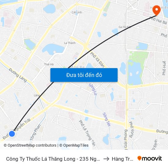 Công Ty Thuốc Lá Thăng Long - 235 Nguyễn Trãi to Hàng Trống map