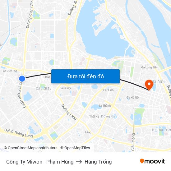 Công Ty Miwon - Phạm Hùng to Hàng Trống map