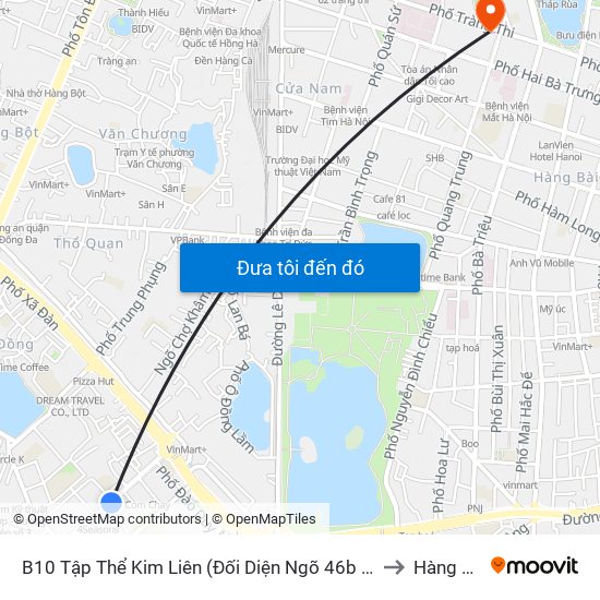 B10 Tập Thể Kim Liên (Đối Diện Ngõ 46b Phạm Ngọc Thạch) to Hàng Trống map