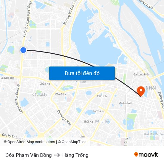 36a Phạm Văn Đồng to Hàng Trống map