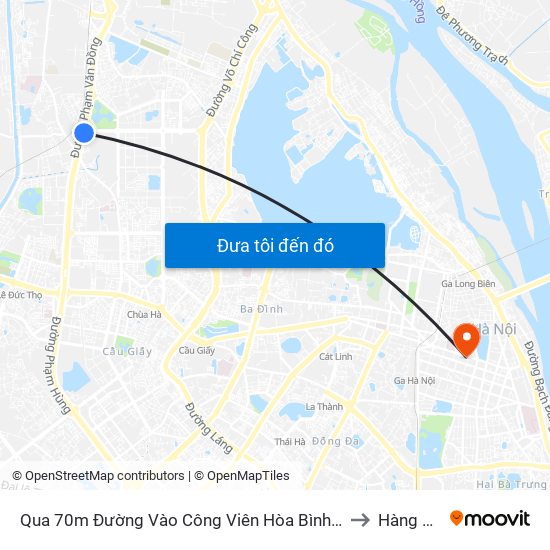 Qua 70m Đường Vào Công Viên Hòa Bình - Phạm Văn Đồng to Hàng Trống map