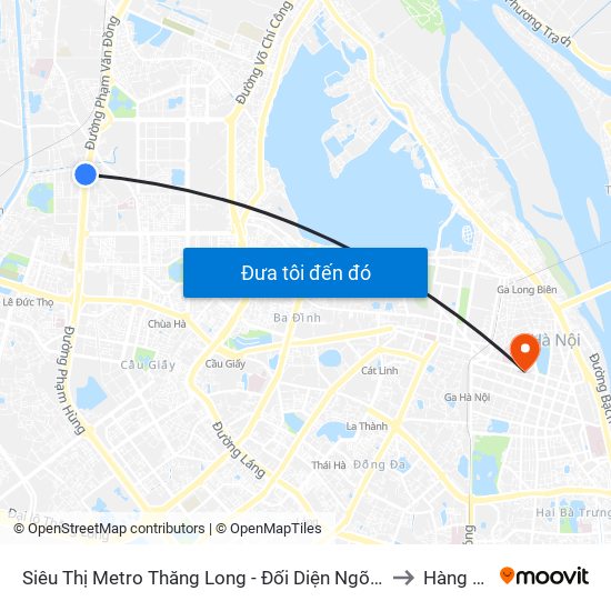 Siêu Thị Metro Thăng Long - Đối Diện Ngõ 599 Phạm Văn Đồng to Hàng Trống map