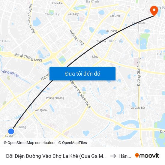 Đối Diện Đường Vào Chợ La Khê (Qua Ga Metro La Khê) - 405 Quang Trung (Hà Đông) to Hàng Trống map