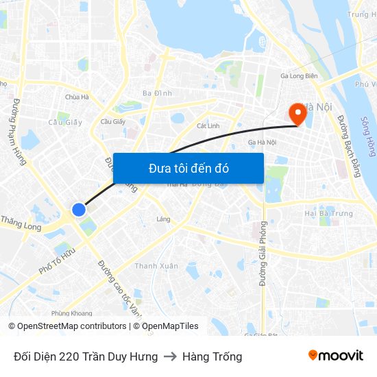 Đối Diện 220 Trần Duy Hưng to Hàng Trống map