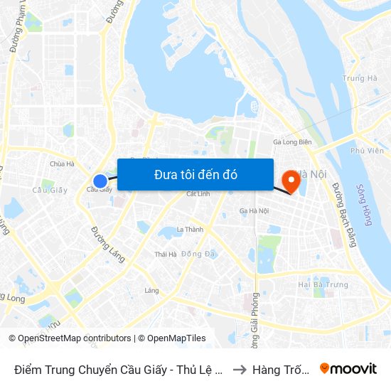 Điểm Trung Chuyển Cầu Giấy - Thủ Lệ 02 to Hàng Trống map