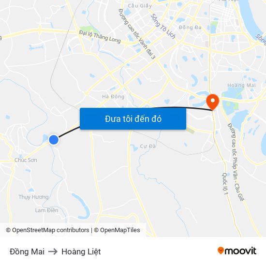 Đồng Mai to Hoàng Liệt map