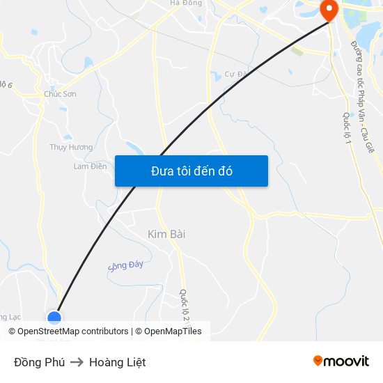 Đồng Phú to Hoàng Liệt map