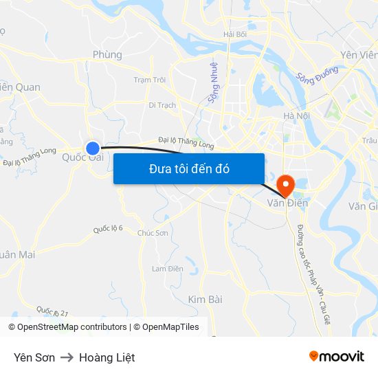 Yên Sơn to Hoàng Liệt map