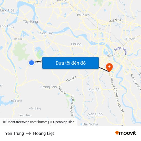 Yên Trung to Hoàng Liệt map