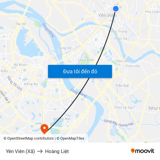 Yên Viên (Xã) to Hoàng Liệt map