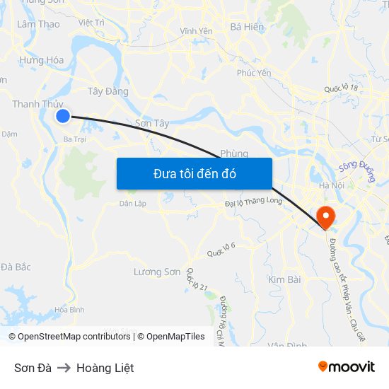 Sơn Đà to Hoàng Liệt map