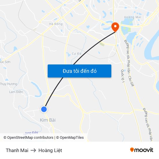Thanh Mai to Hoàng Liệt map