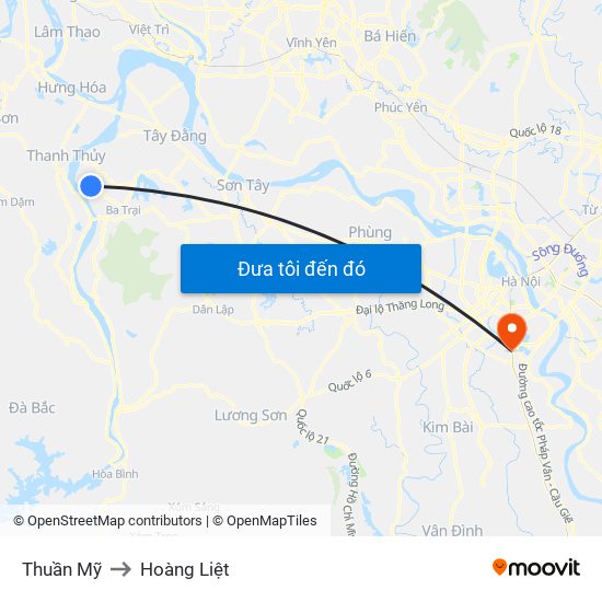 Thuần Mỹ to Hoàng Liệt map