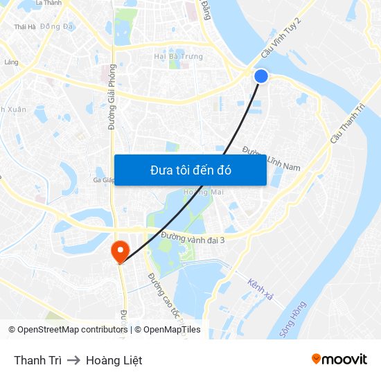 Thanh Trì to Hoàng Liệt map