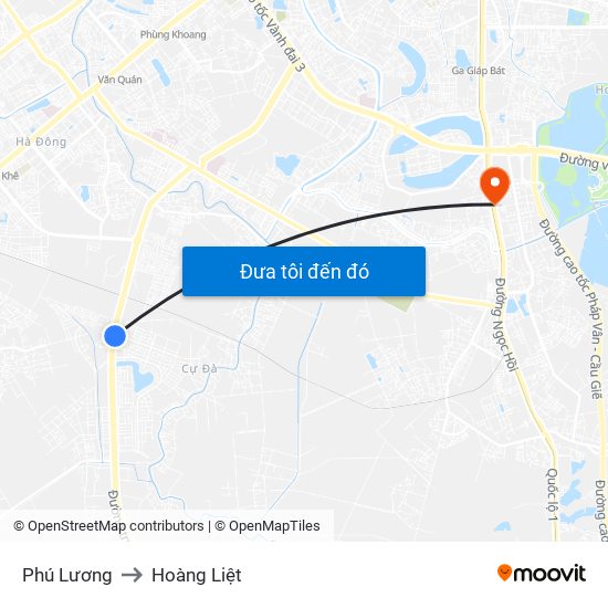 Phú Lương to Hoàng Liệt map