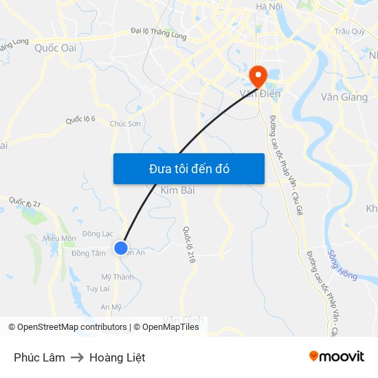 Phúc Lâm to Hoàng Liệt map