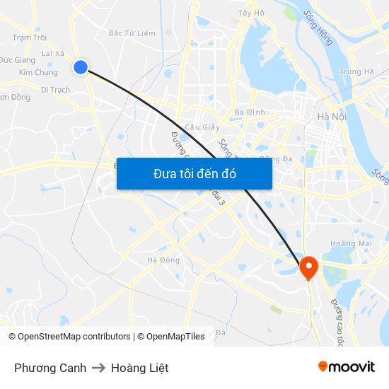 Phương Canh to Hoàng Liệt map