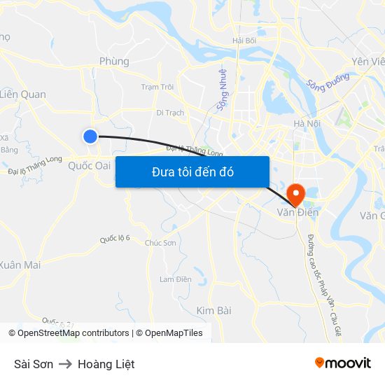 Sài Sơn to Hoàng Liệt map