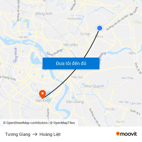 Tương Giang to Hoàng Liệt map