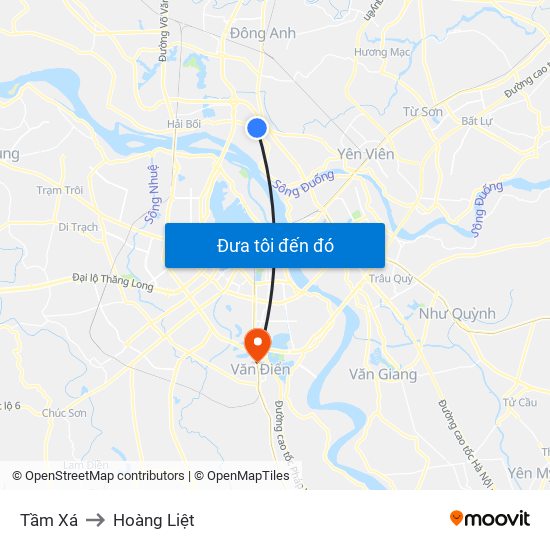 Tầm Xá to Hoàng Liệt map