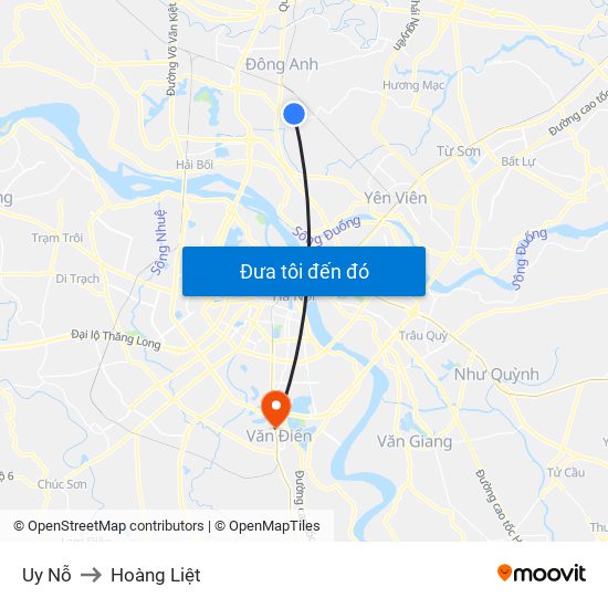 Uy Nỗ to Hoàng Liệt map