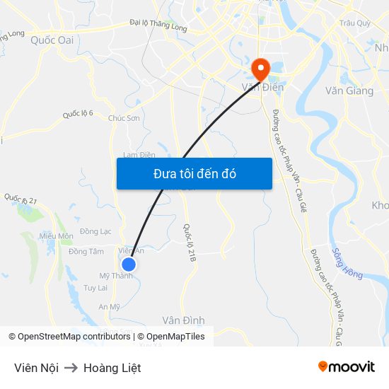 Viên Nội to Hoàng Liệt map