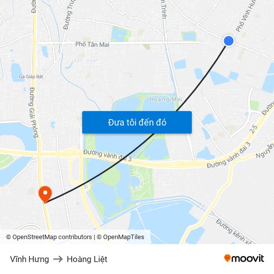 Vĩnh Hưng to Hoàng Liệt map