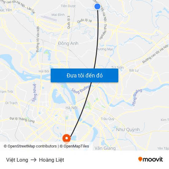 Việt Long to Hoàng Liệt map