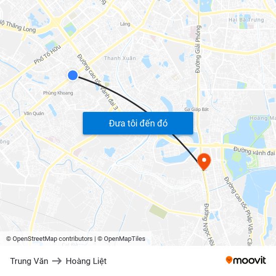 Trung Văn to Hoàng Liệt map