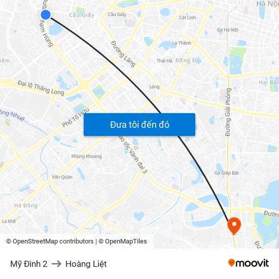 Mỹ Đình 2 to Hoàng Liệt map