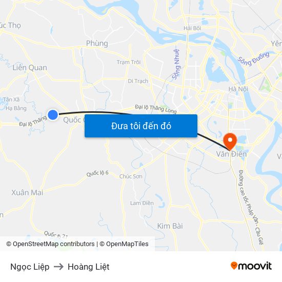 Ngọc Liệp to Hoàng Liệt map